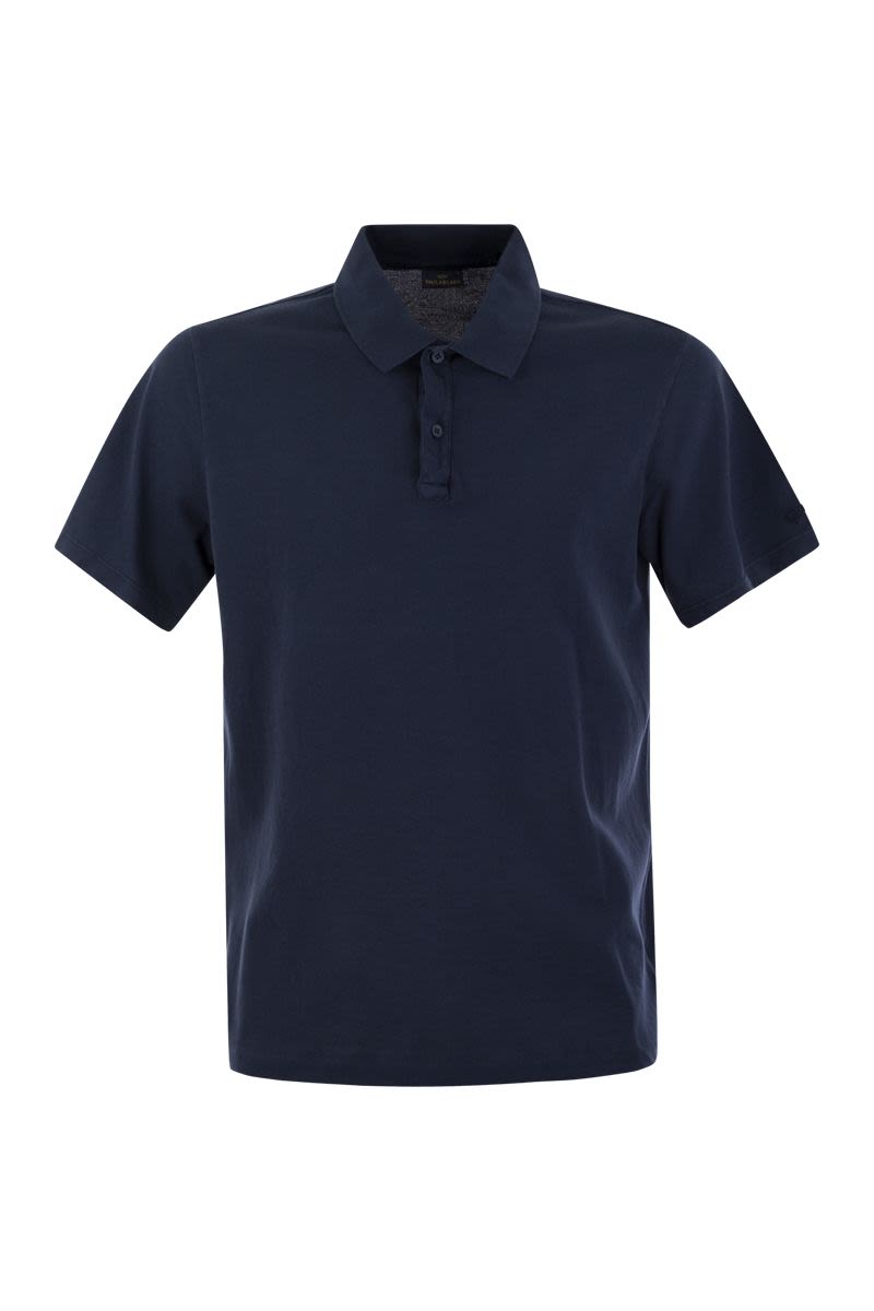 Garment-dyed pique cotton polo shirt