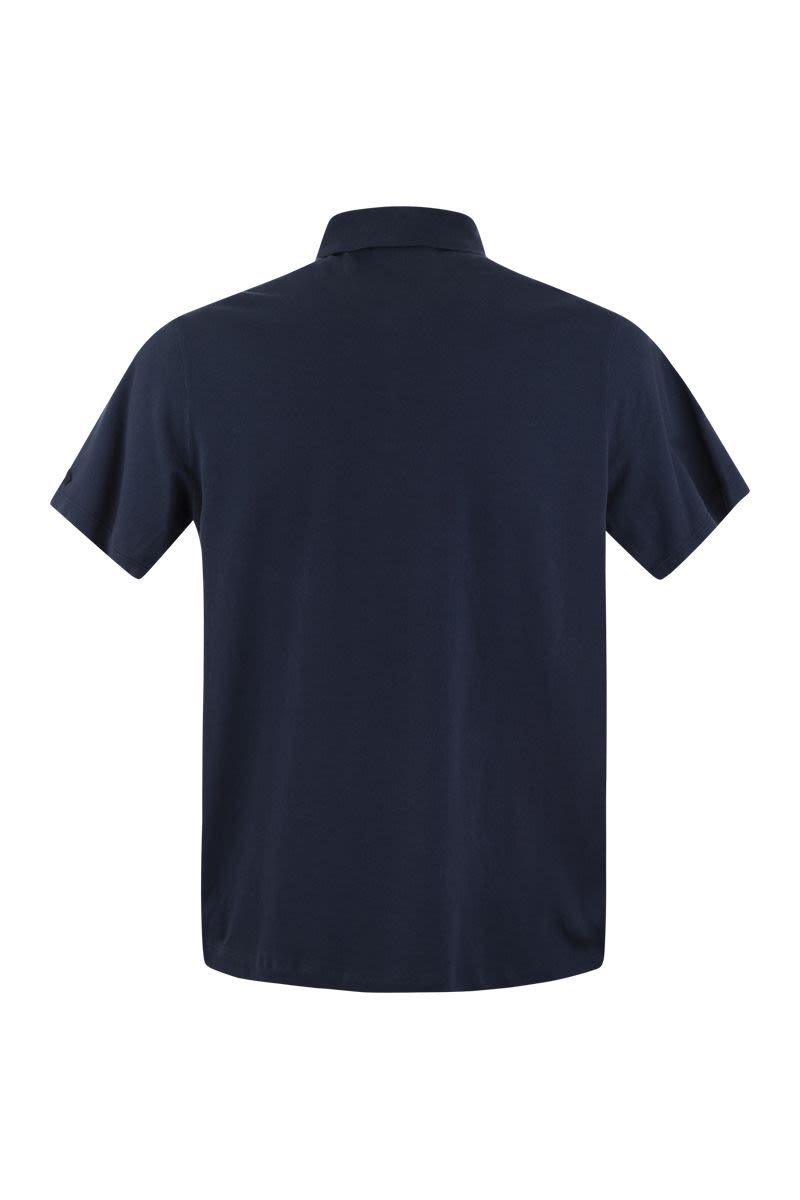 Garment-dyed pique cotton polo shirt