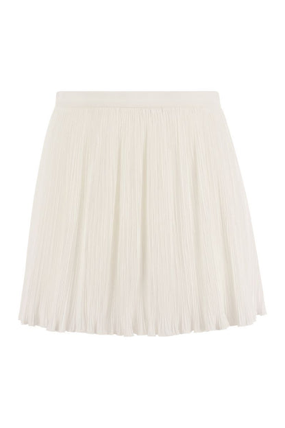 Pleated cotton-blend shorts - VOGUERINI