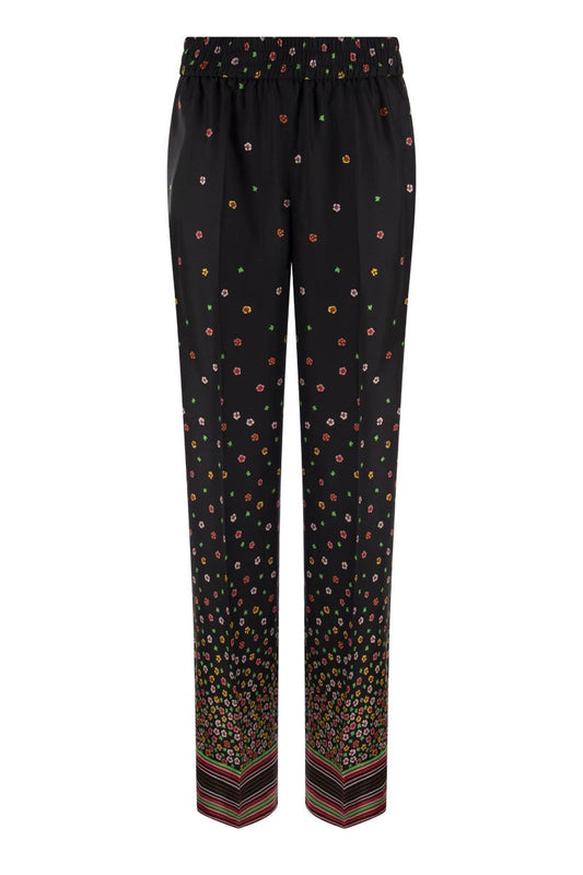 Floral print silk trousers - VOGUERINI