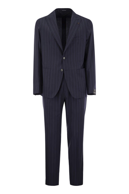 Pinstripe suit in wool and silk