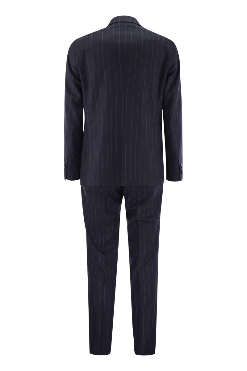 Pinstripe suit in wool and silk