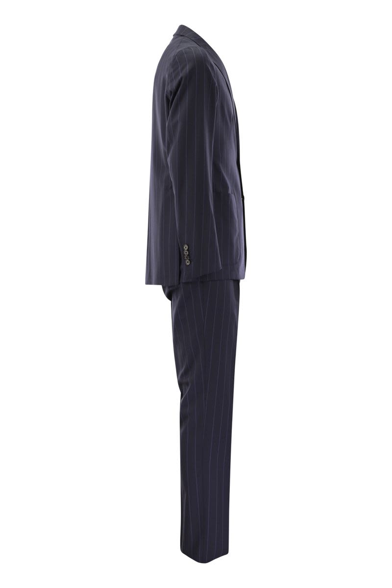 Pinstripe suit in wool and silk