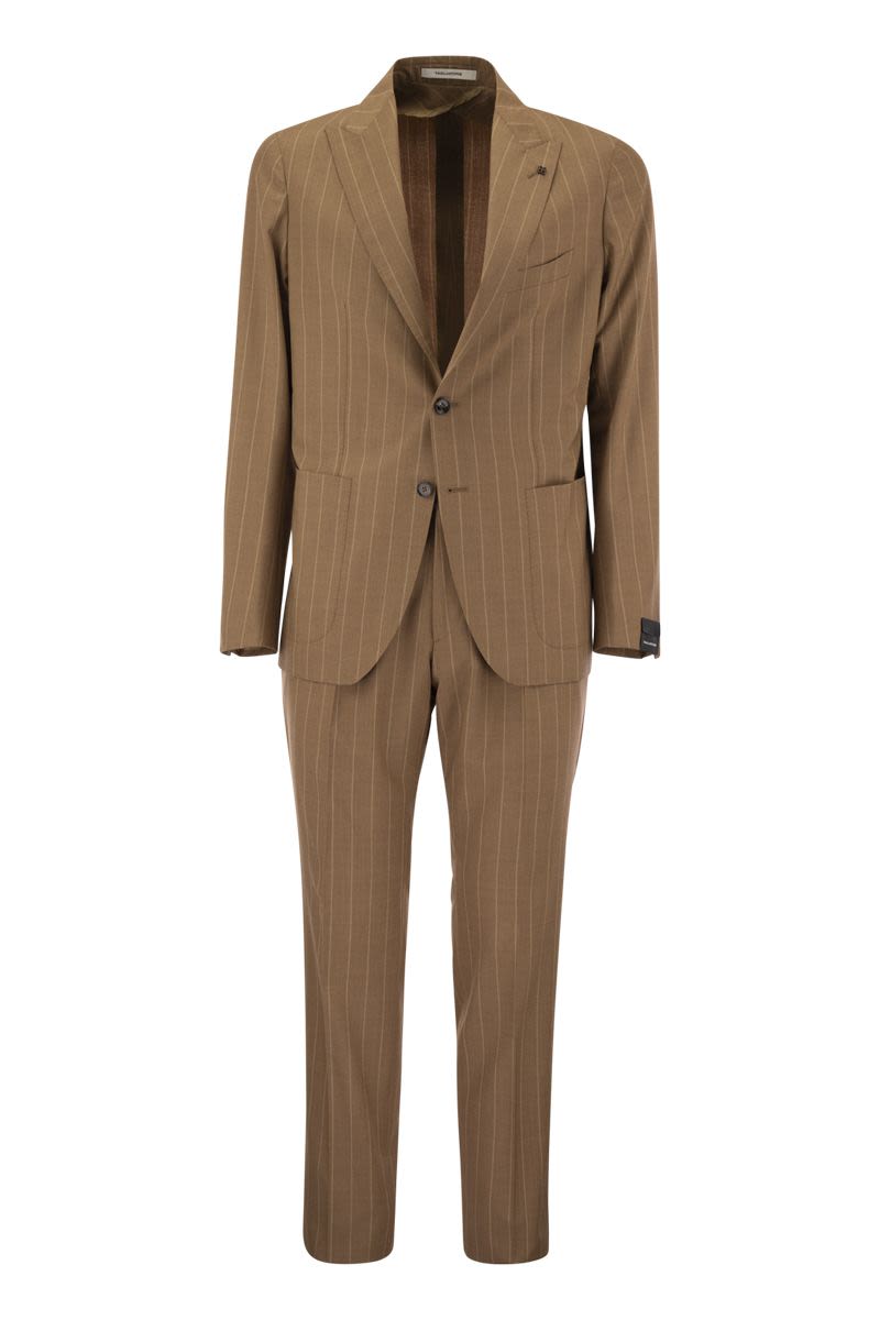 Pinstripe suit in wool and silk