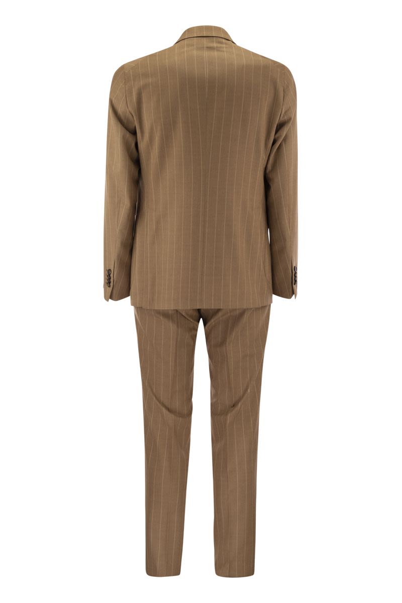 Pinstripe suit in wool and silk