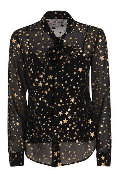 Georgette shirt in lamé star print - VOGUERINI