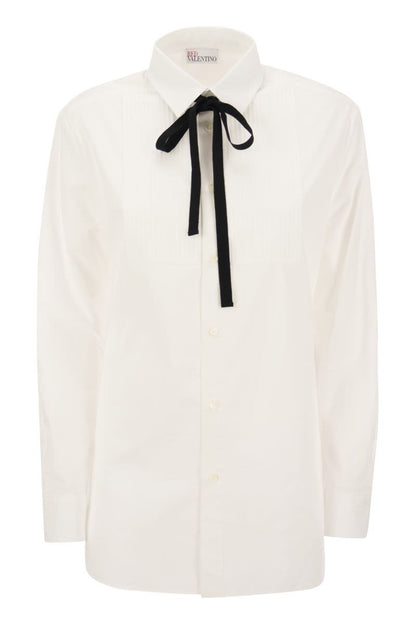 Cotton shirt with ribbon bow - VOGUERINI