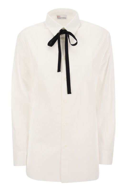 Cotton shirt with ribbon bow - VOGUERINI