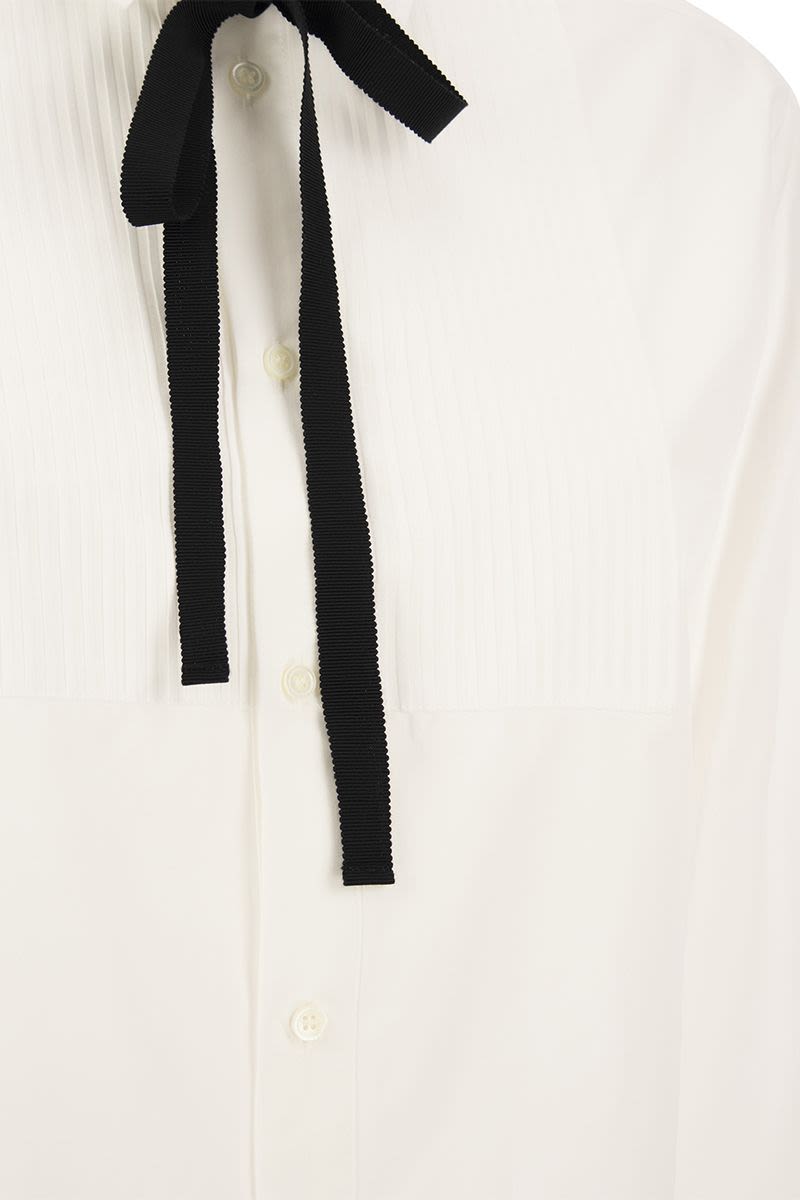 Cotton shirt with ribbon bow - VOGUERINI