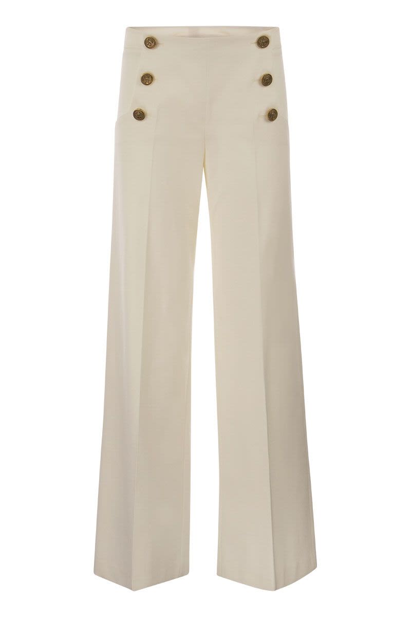 Wide-leg trousers with marinière buttons - VOGUERINI