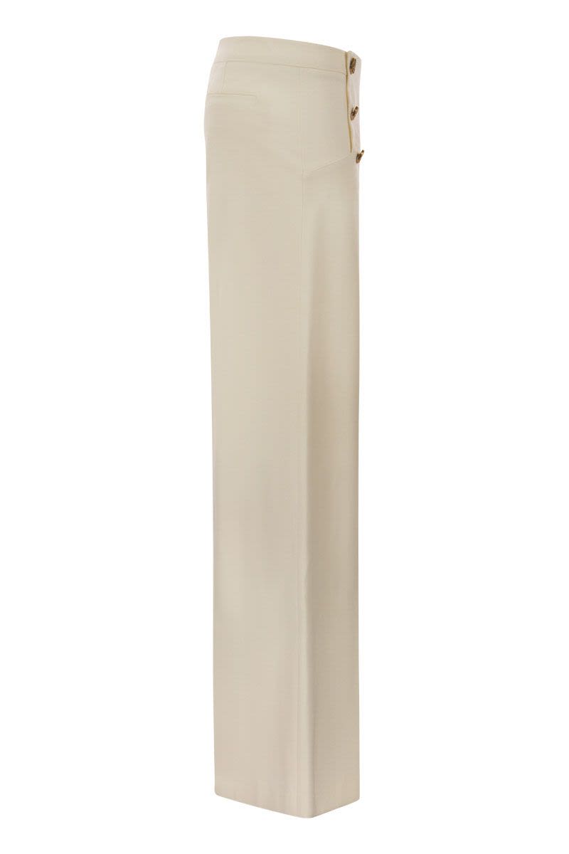 Wide-leg trousers with marinière buttons - VOGUERINI