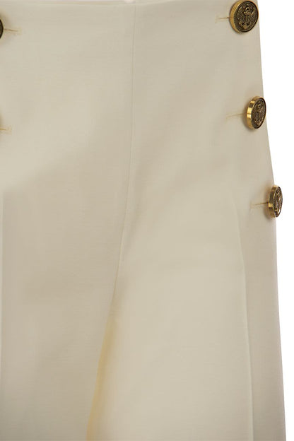 Wide-leg trousers with marinière buttons - VOGUERINI