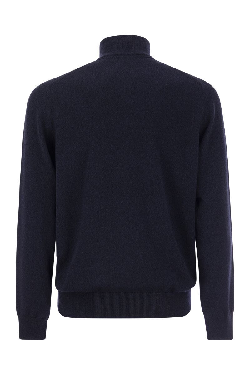 High-necked cashmere jumper with zip - VOGUERINI