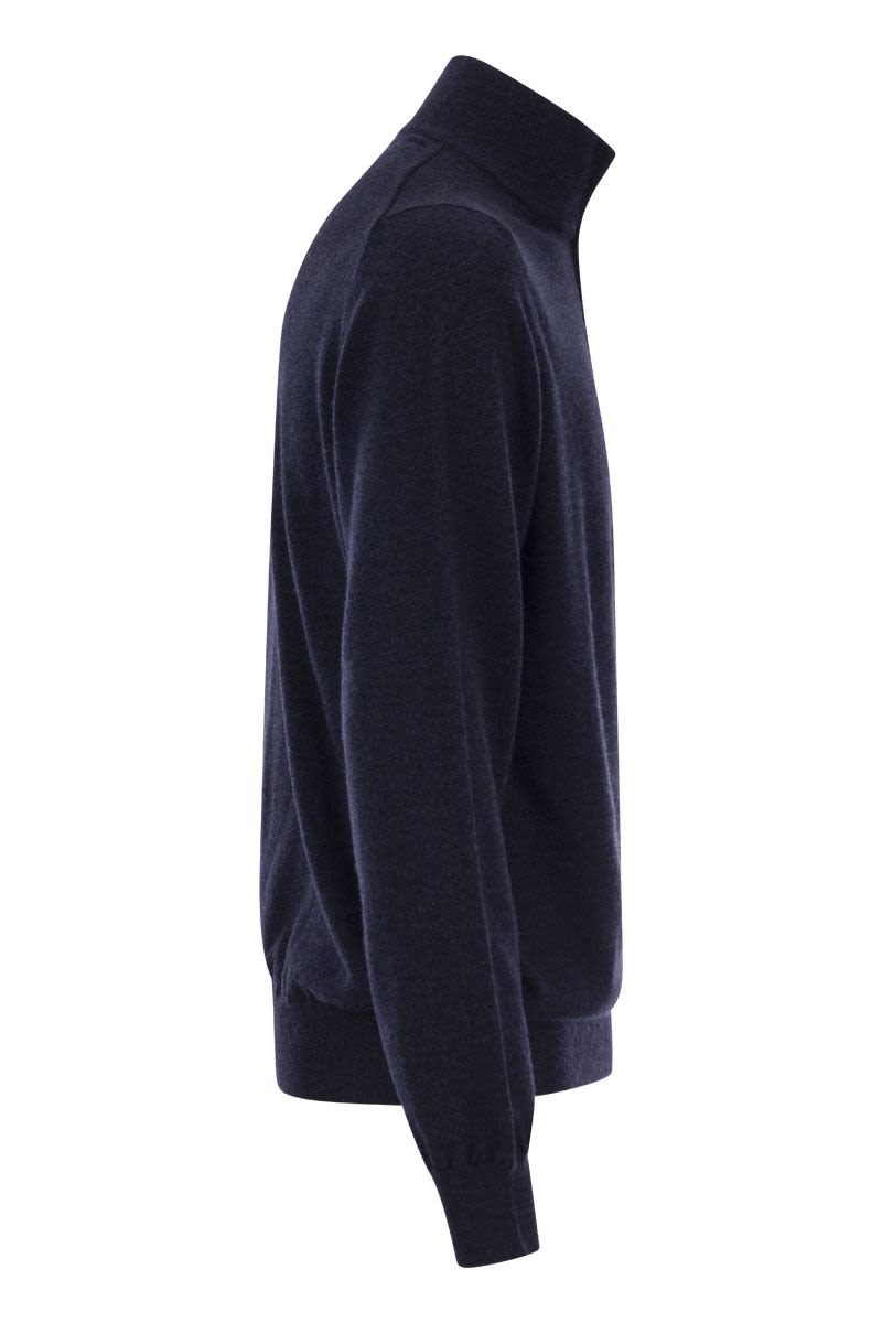 High-necked cashmere jumper with zip - VOGUERINI