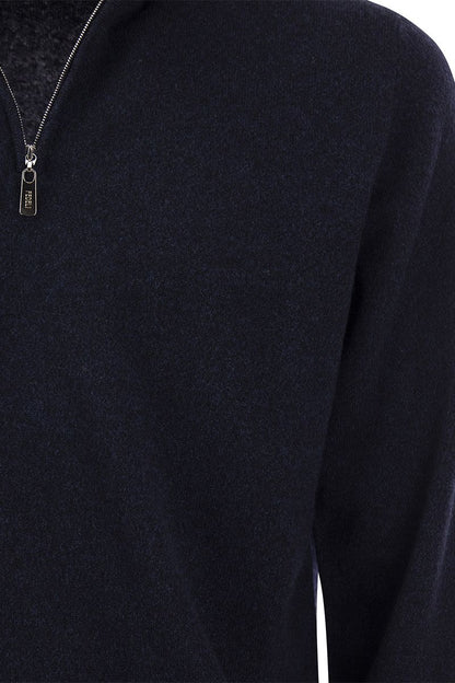 High-necked cashmere jumper with zip - VOGUERINI