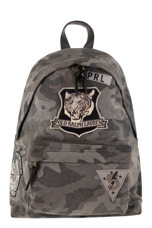 Camouflage canvas backpack with tiger - VOGUERINI