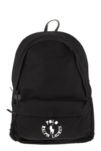 Canvas backpack with embroidered logo