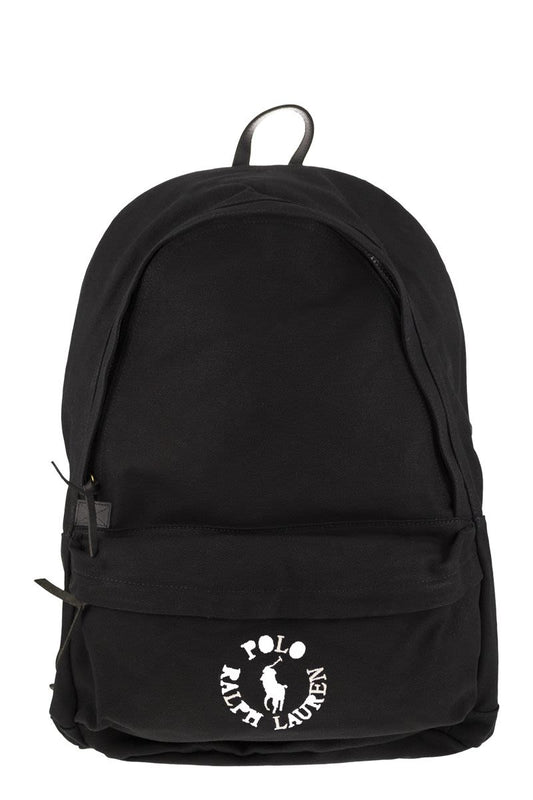 Canvas backpack with embroidered logo