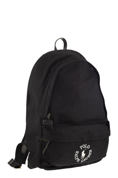 Canvas backpack with embroidered logo