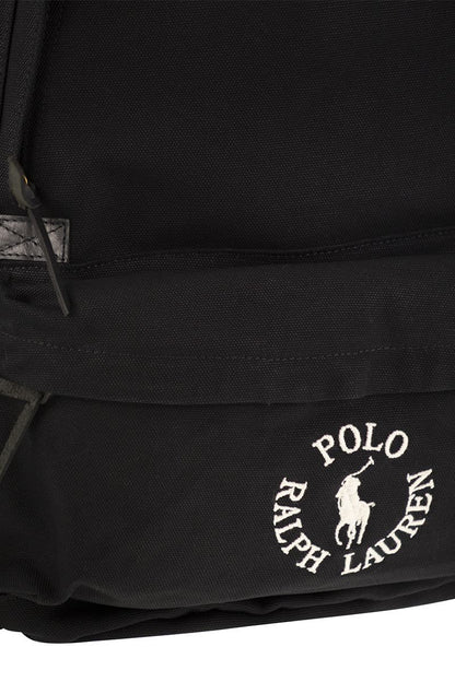 Canvas backpack with embroidered logo