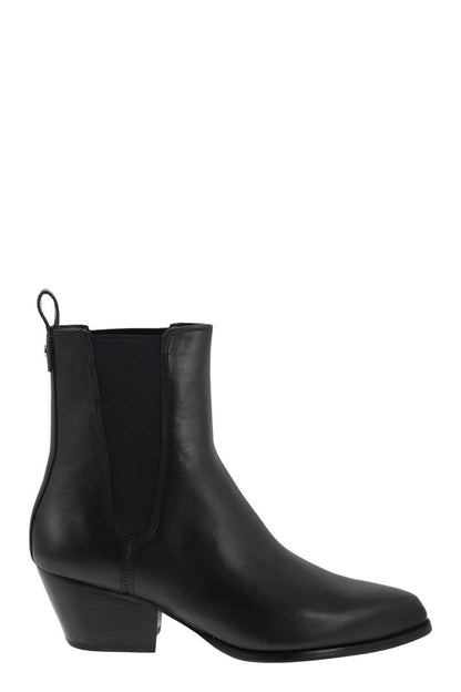 Kinlee leather and stretch knit ankle boot - VOGUERINI