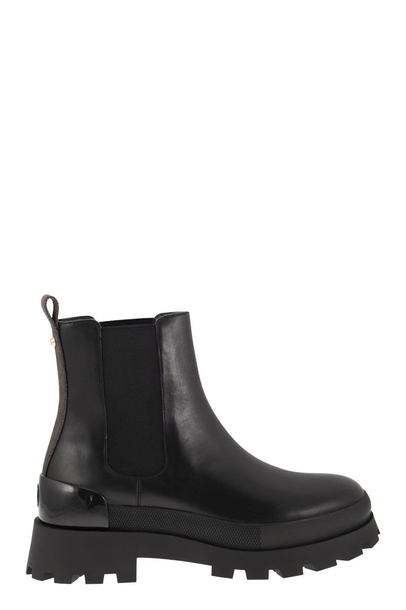 Rowan leather Chelsea boot with logo - VOGUERINI