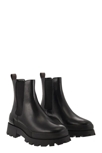 Rowan leather Chelsea boot with logo - VOGUERINI