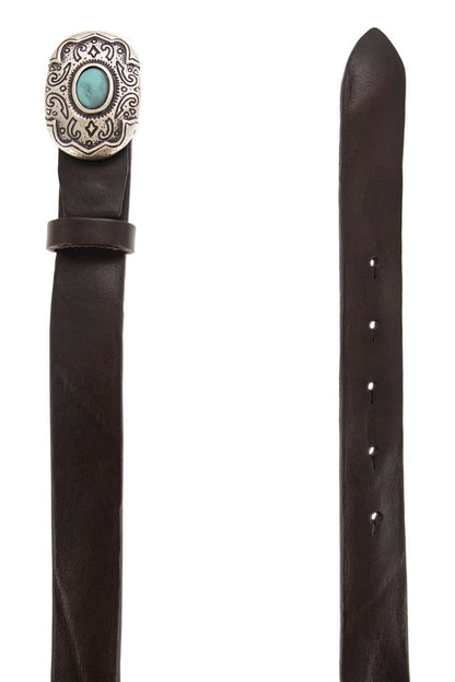 Leather belt with engraved buckle - VOGUERINI