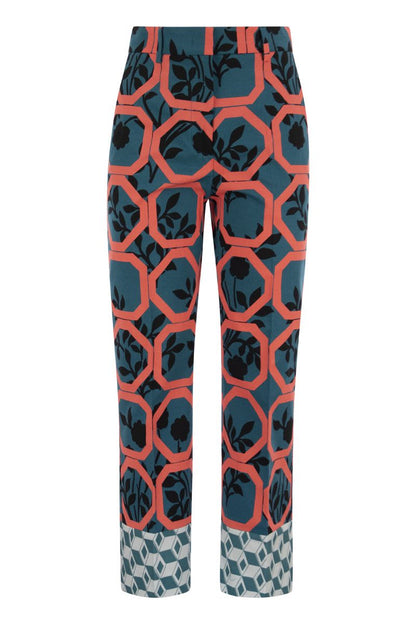 ROSATEA - Cotton trousers with print - VOGUERINI