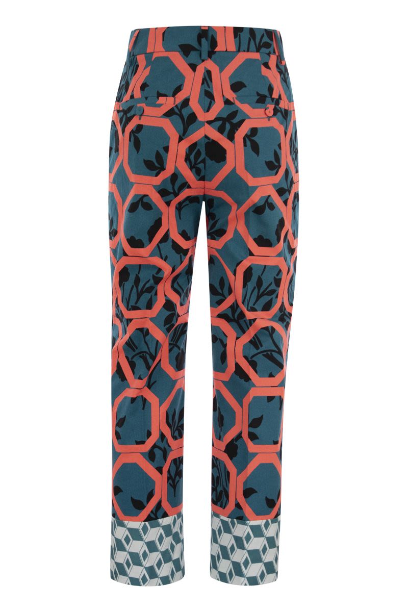 ROSATEA - Cotton trousers with print - VOGUERINI