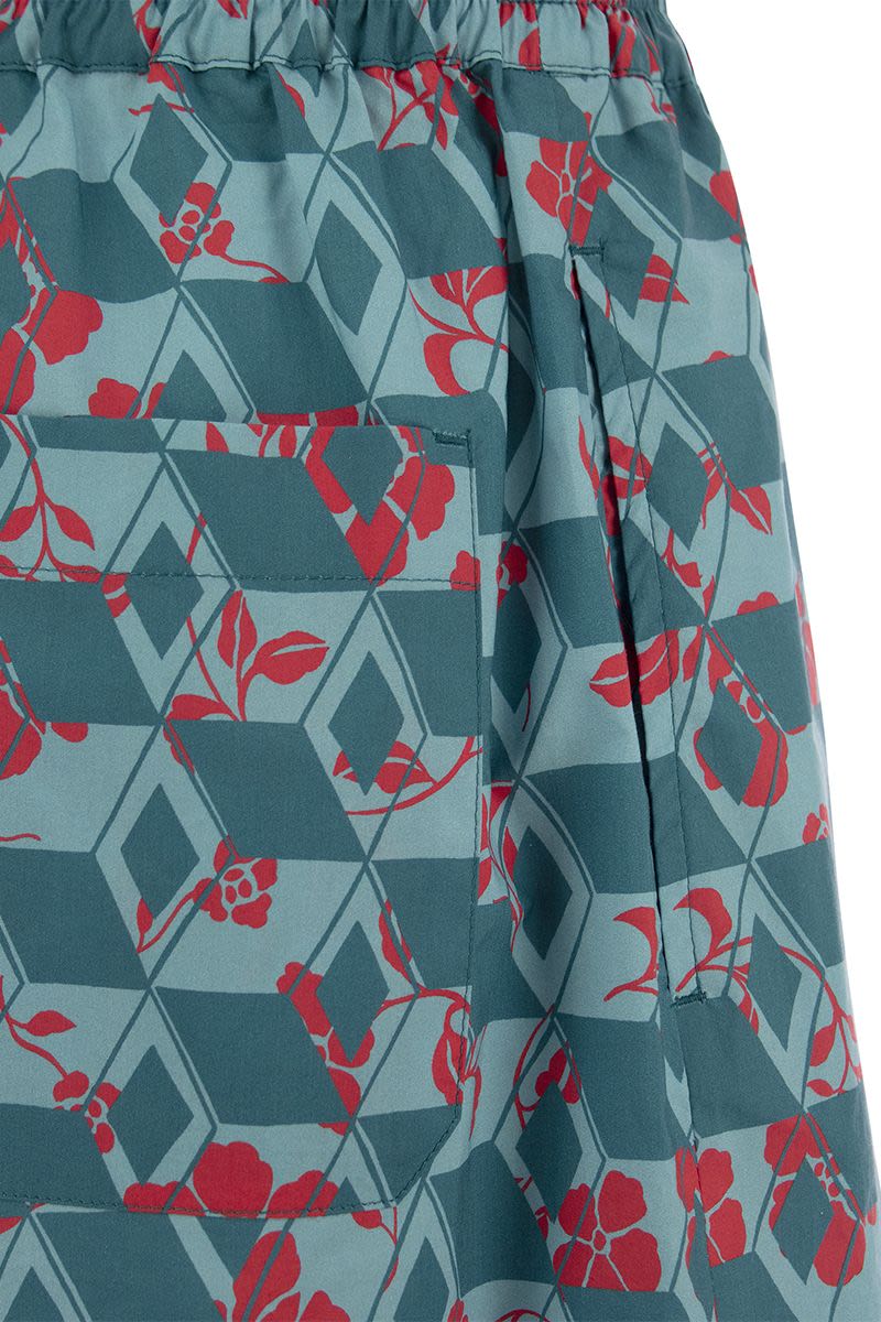 APICE - Cotton Bermuda Shorts with print - VOGUERINI