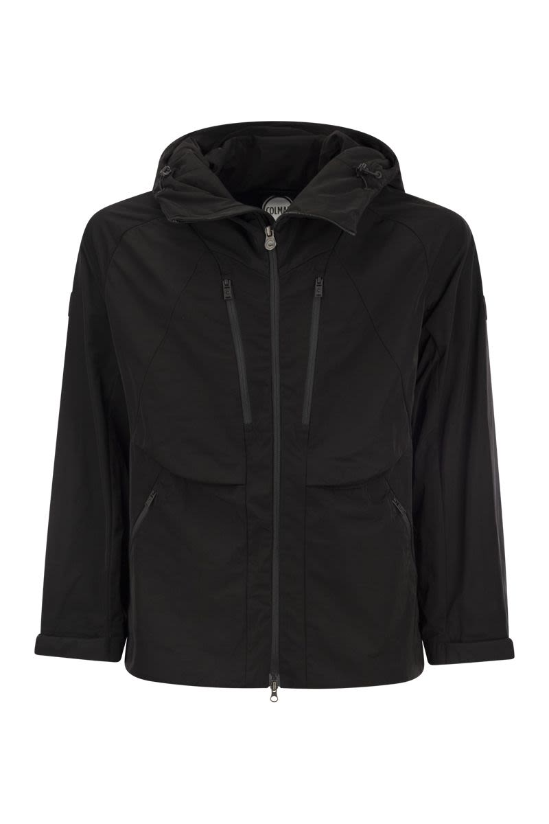 One-colour hooded jacket in taffeta - VOGUERINI