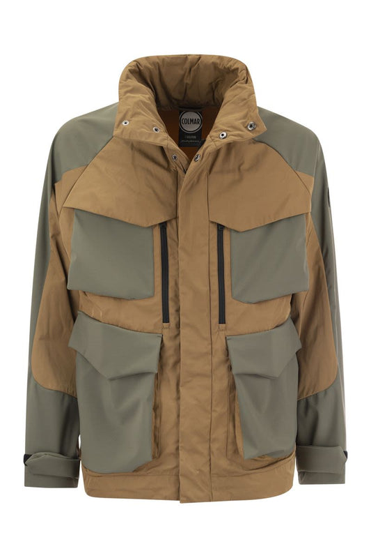 Colourblock jacket with concealed hood - VOGUERINI