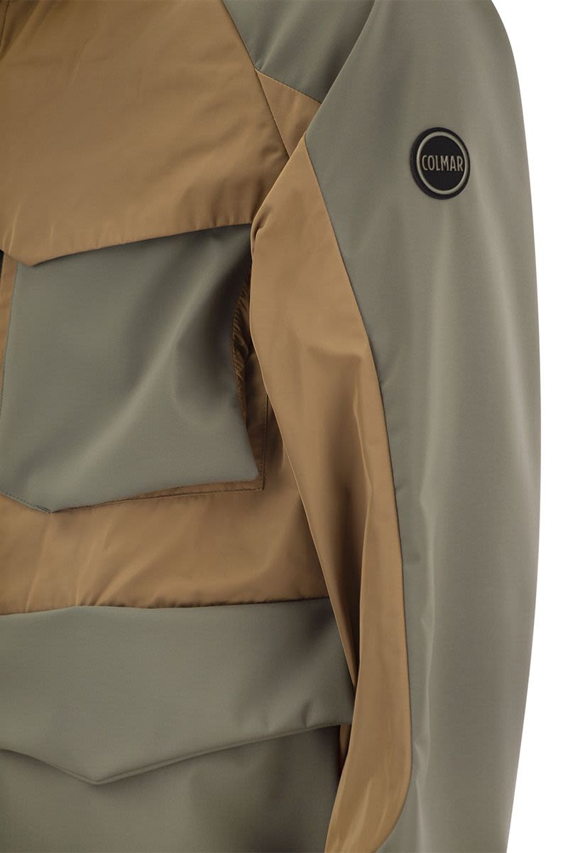 Colourblock jacket with concealed hood - VOGUERINI