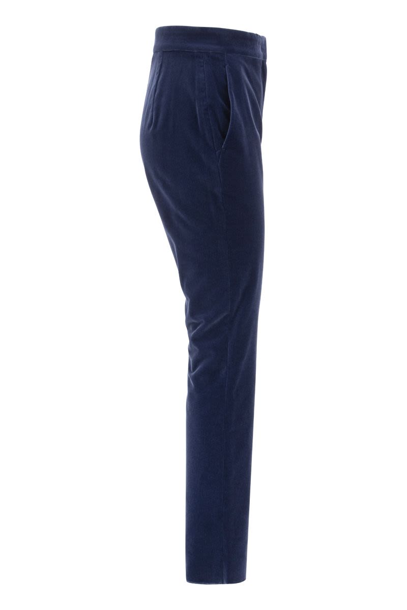 LIVORNO - High Waist Cotton Velvet Trousers - VOGUERINI