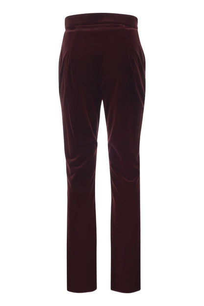 LIVORNO - High Waist Cotton Velvet Trousers - VOGUERINI