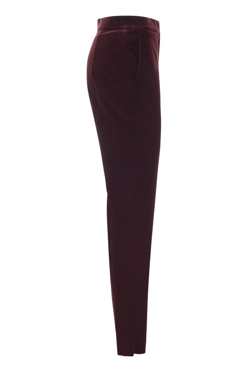 LIVORNO - High Waist Cotton Velvet Trousers - VOGUERINI