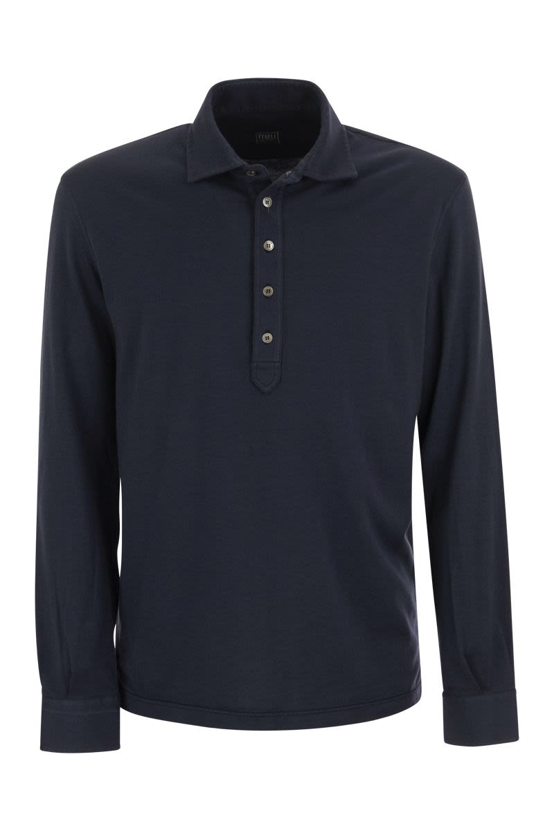 FIVE - Long-sleeved cotton polo shirt - VOGUERINI