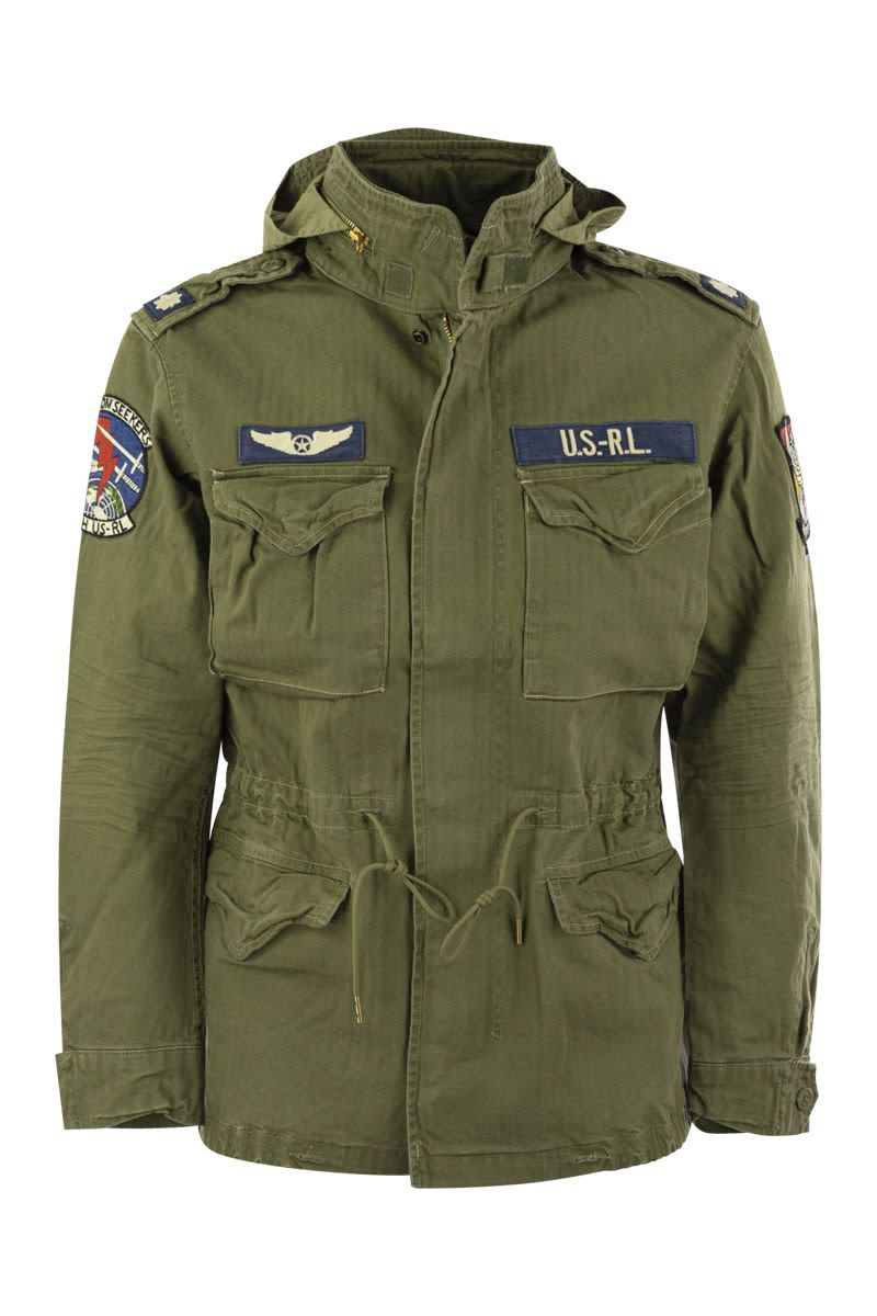 Iconic military jacket with patch