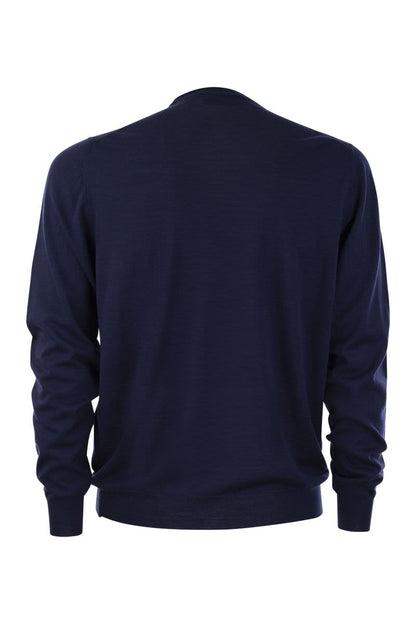 Crew-neck sweater in superfine virgin wool