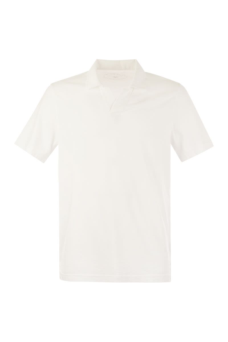 Cotton polo shirt with open collar