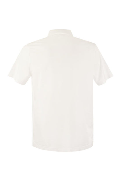 Cotton polo shirt with open collar