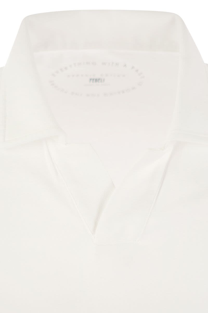 Cotton polo shirt with open collar