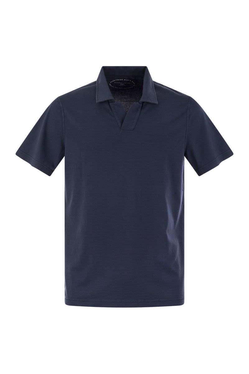 Cotton polo shirt with open collar