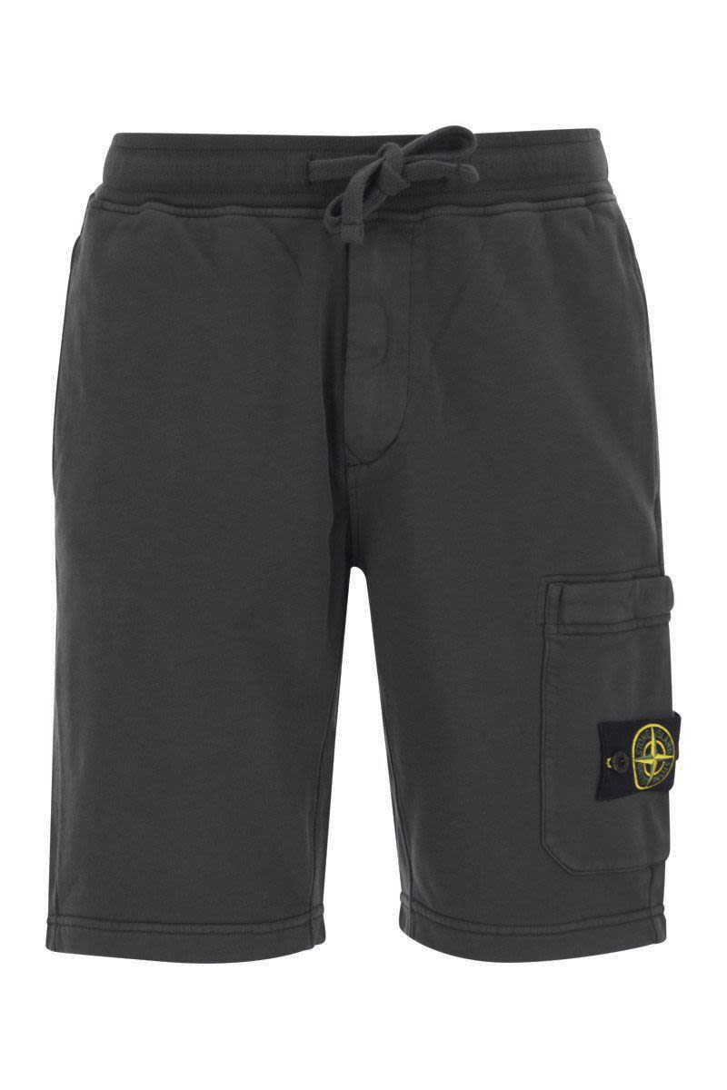 Cargo bermuda shorts in brushed cotton fleece - VOGUERINI