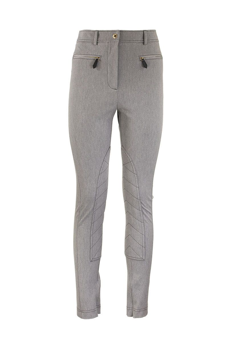 JODIE - Zip Detail Stretch Cotton Blend Trousers - VOGUERINI