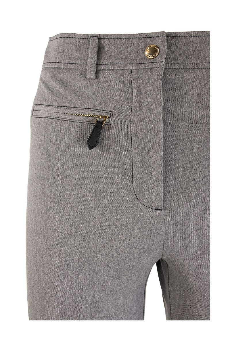 JODIE - Zip Detail Stretch Cotton Blend Trousers - VOGUERINI