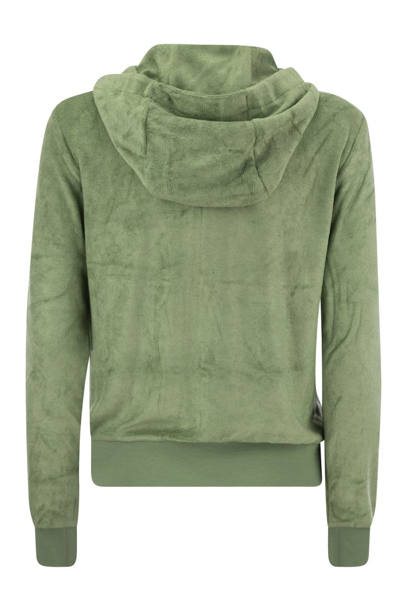 Full zip sweatshirt with chenille hood - VOGUERINI