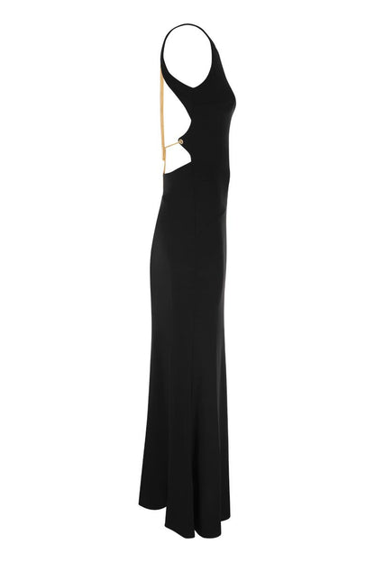 Red carpet jersey dress with back neckline - VOGUERINI