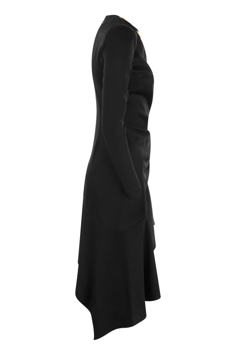 Asymmetrical crepe round-neck dress - VOGUERINI